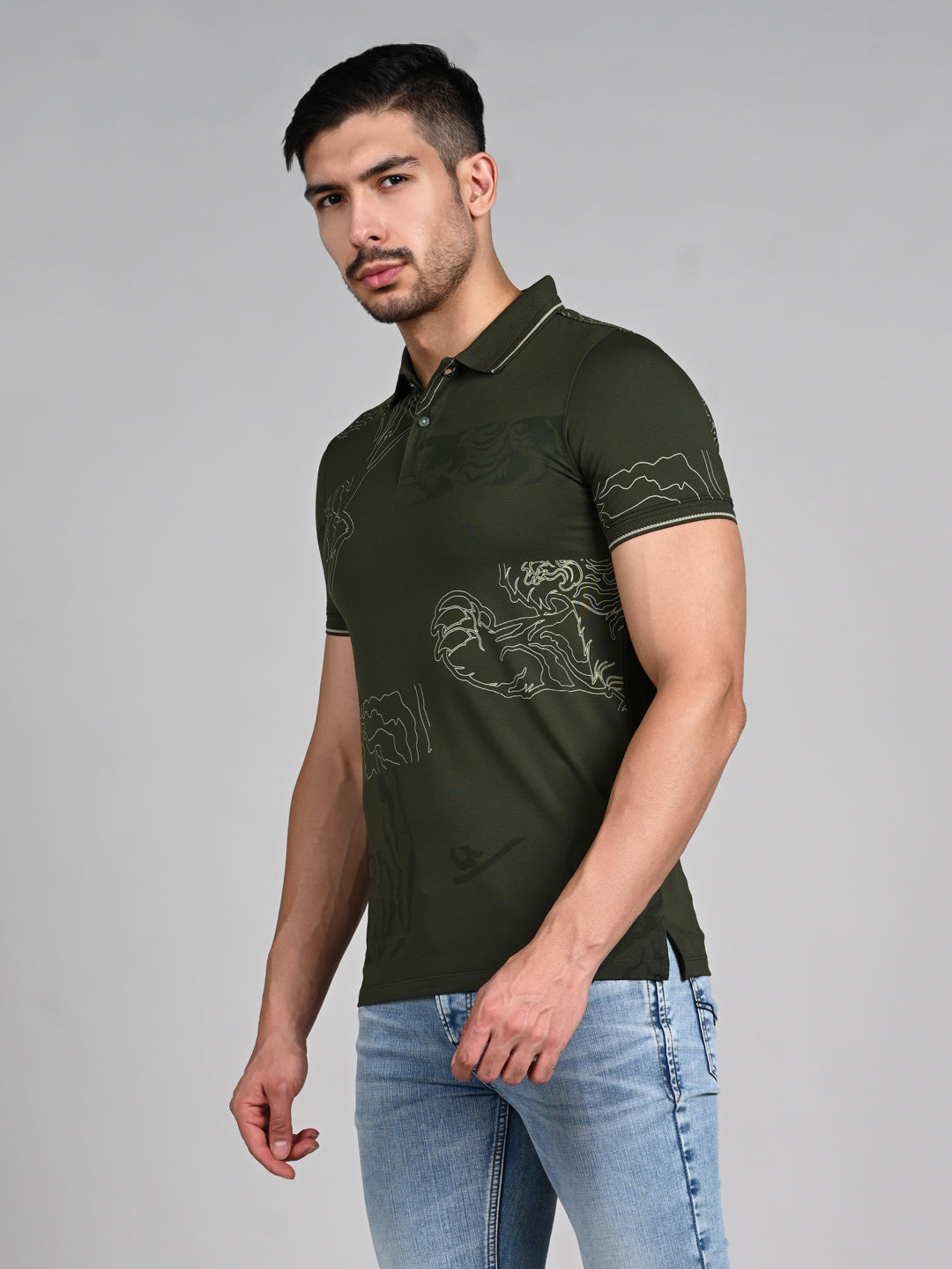 Killer Men Olive Printed Slim Fit T-Shirt