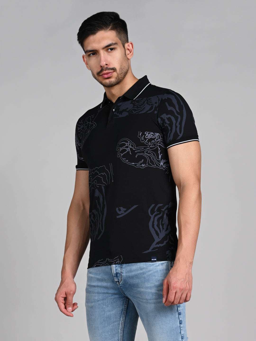 Killer Men Black Printed Slim Fit T-Shirt