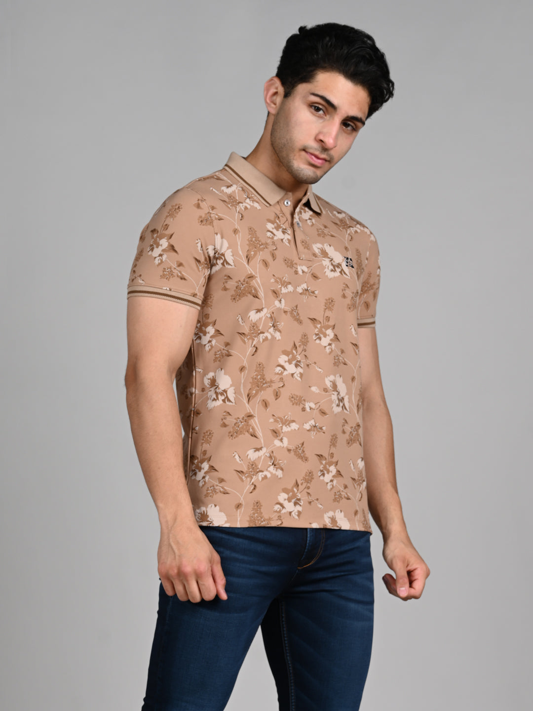 Killer Men Khaki Printed Slim Fit T-Shirt