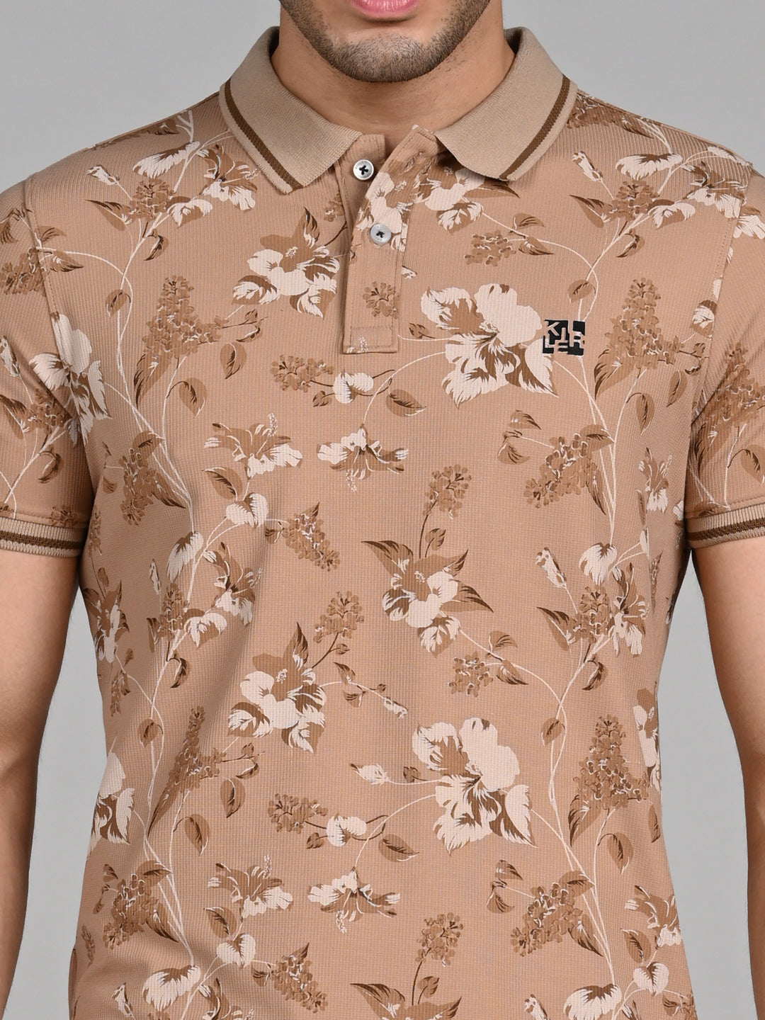 Killer Men Khaki Printed Slim Fit T-Shirt