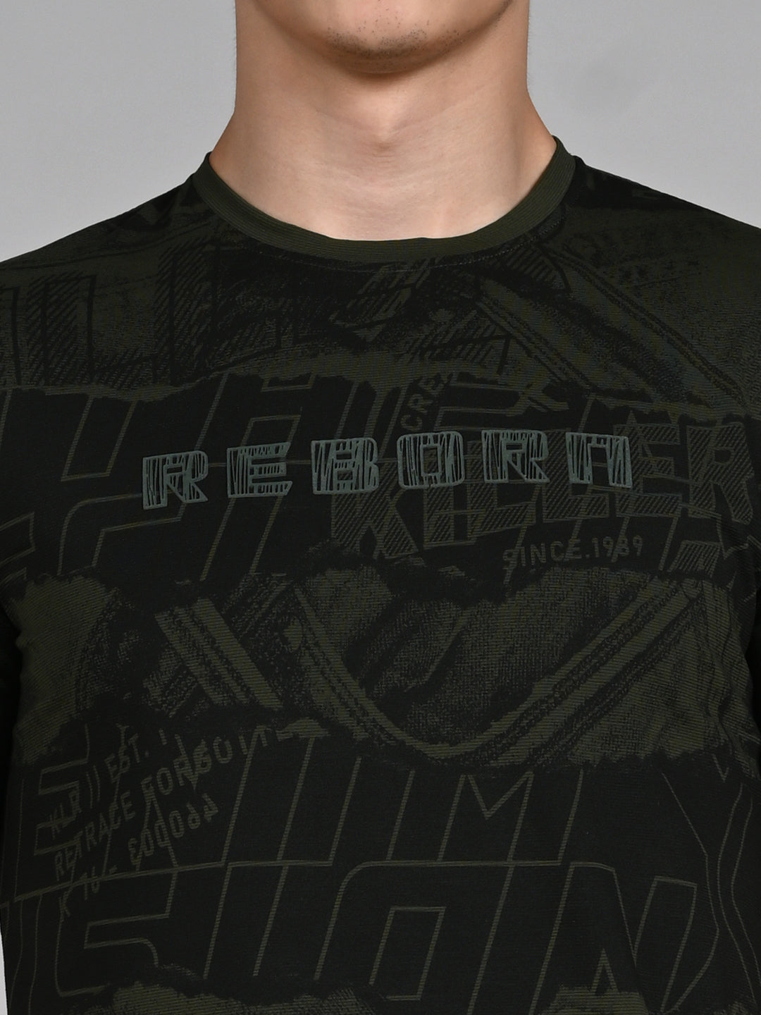 Killer Men Olive Printed Slim Fit T-Shirts