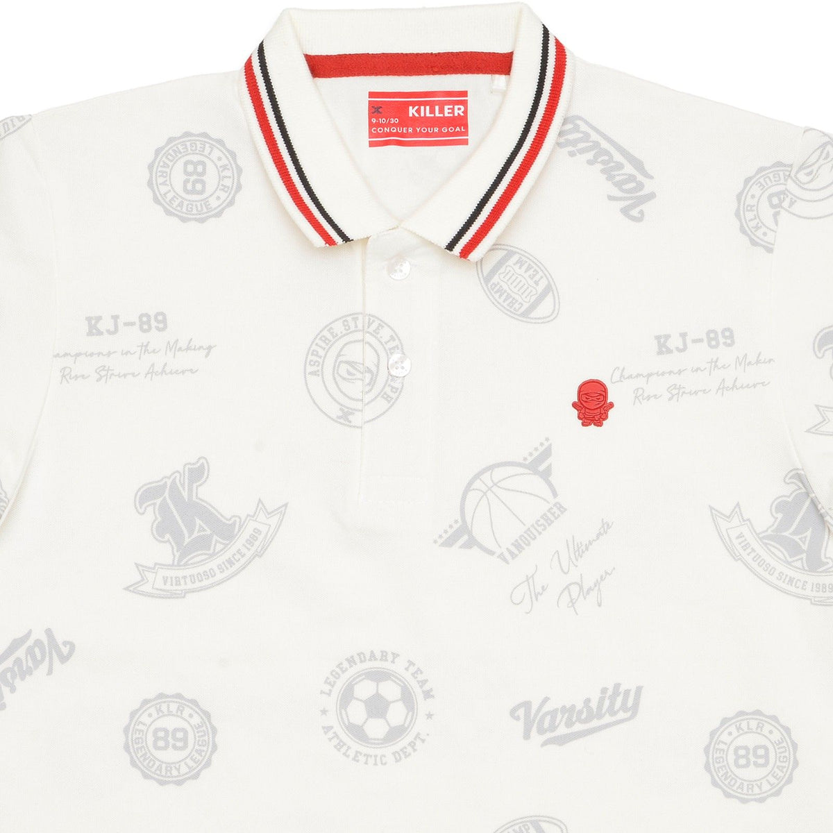 Junior Killer White Polo Neck Printed T-Shirts