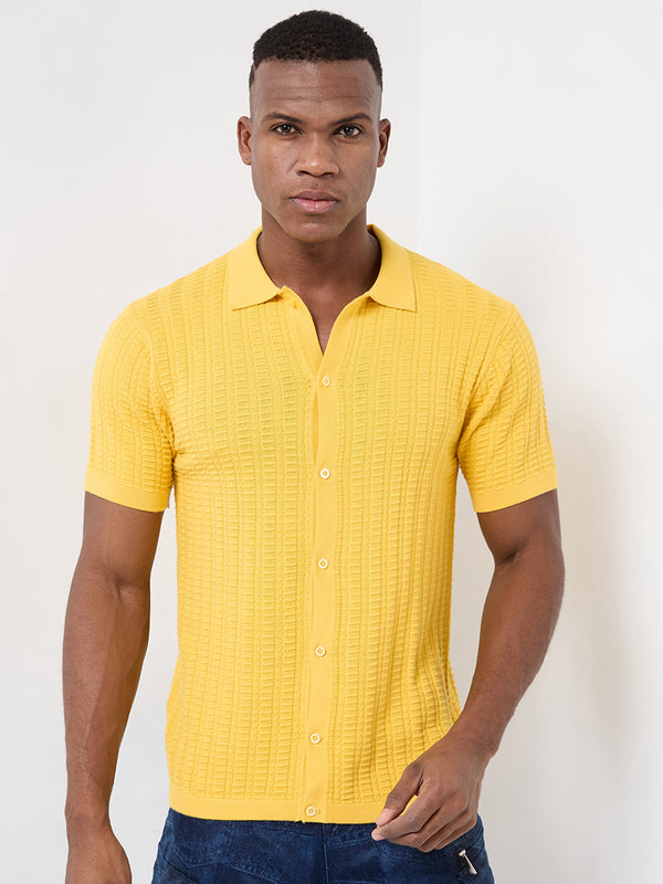 Killer Men Mustard Half Sleeve Slim Fit Shirts