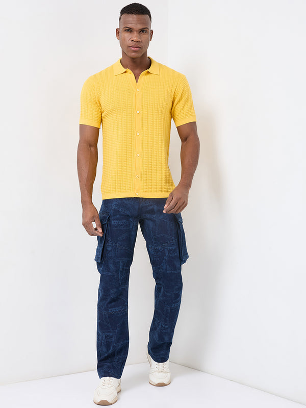 Killer Men Mustard Half Sleeve Slim Fit Shirts