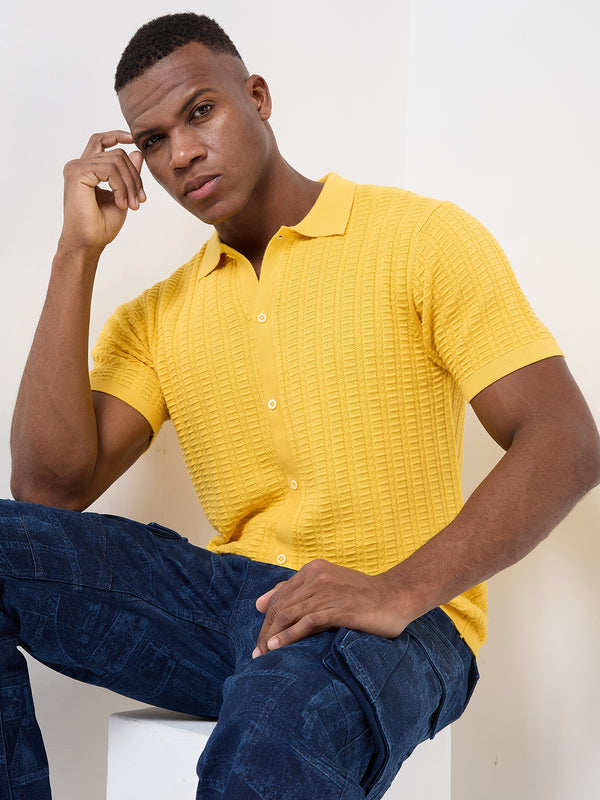 Killer Men Mustard Half Sleeve Slim Fit Shirts