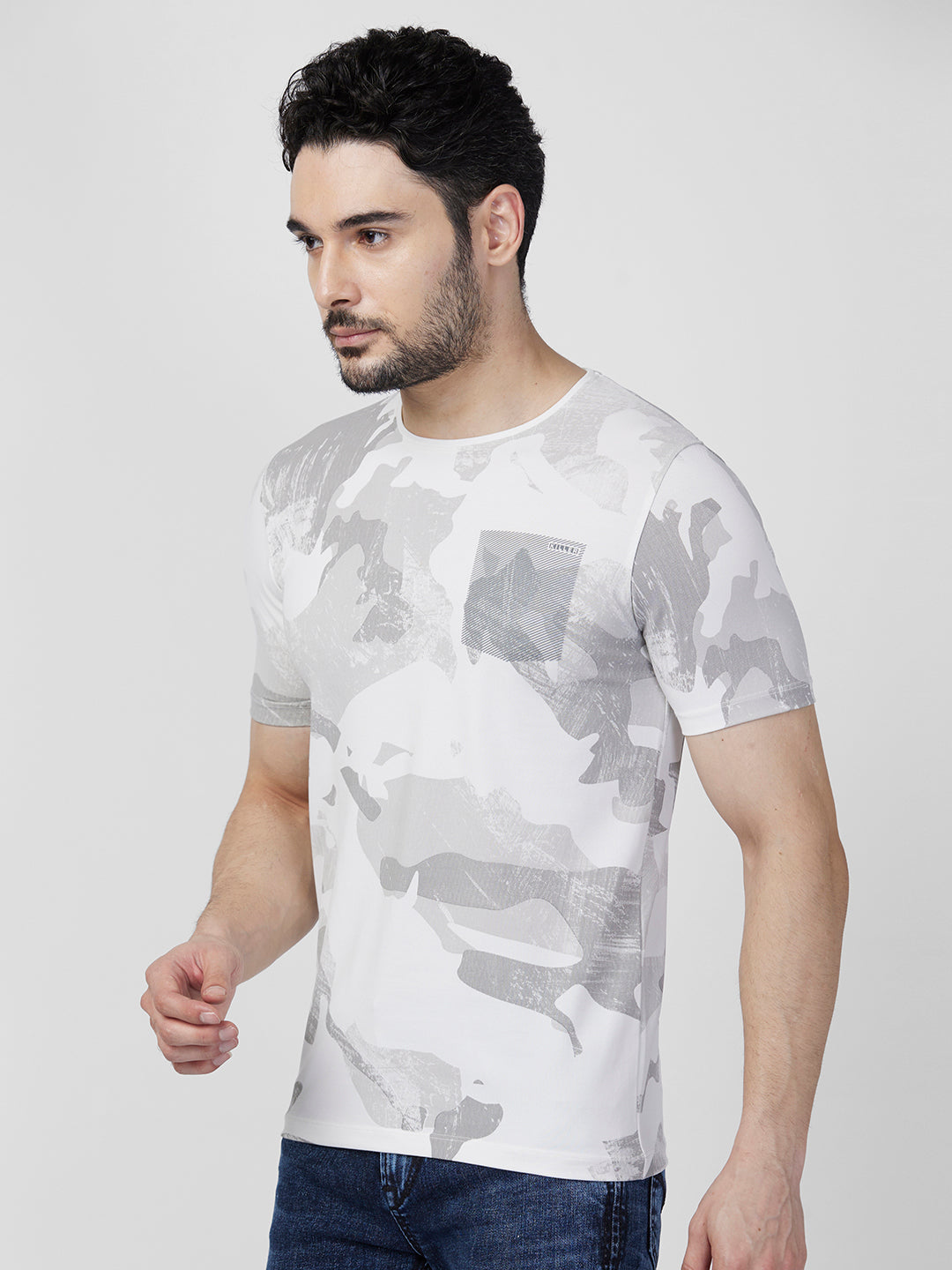 Killer Men Grey Printed Slim Fit T-Shirt