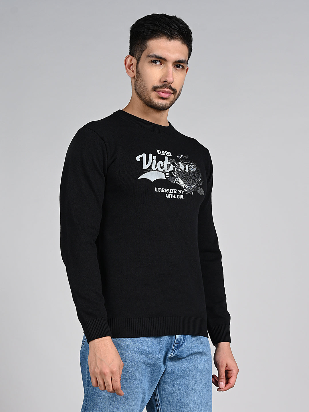 Killer Men Black Printed Flat Knits