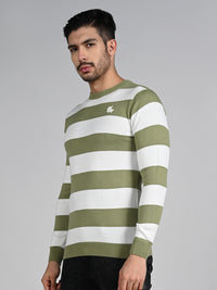 Killer Men Light Green Striped Flat Knits