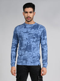 Killer Men Light Blue Printed Flat Knits