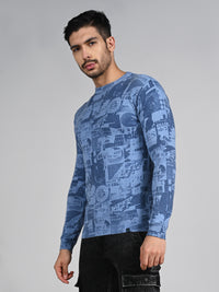 Killer Men Light Blue Printed Flat Knits