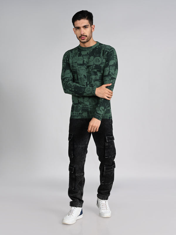 Killer Men Green Printed Flat Knits