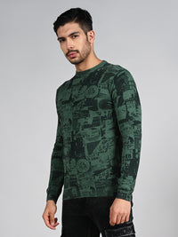 Killer Men Green Printed Flat Knits