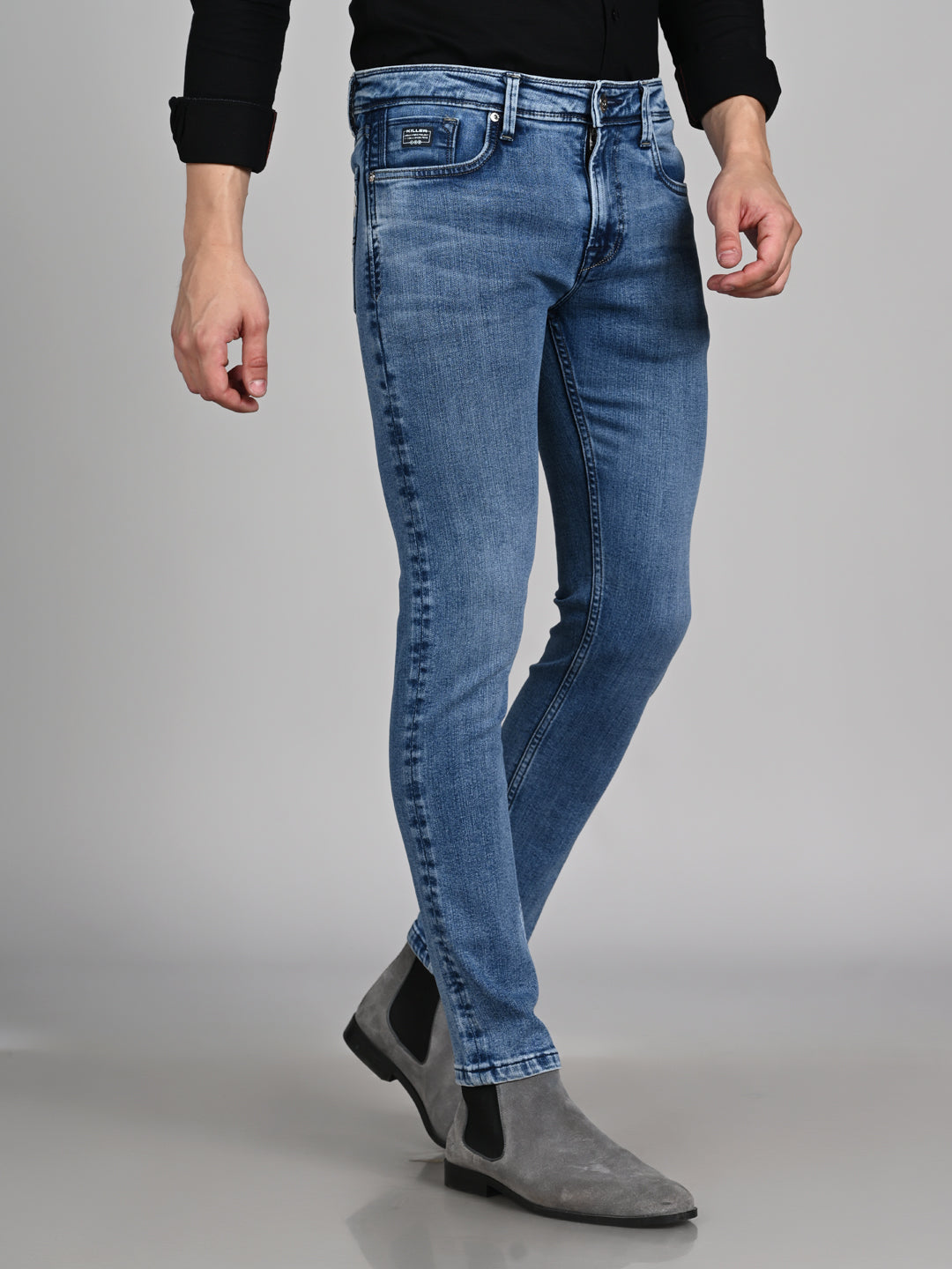 Killer Men Light Blue Solid Slim Fit Jeans