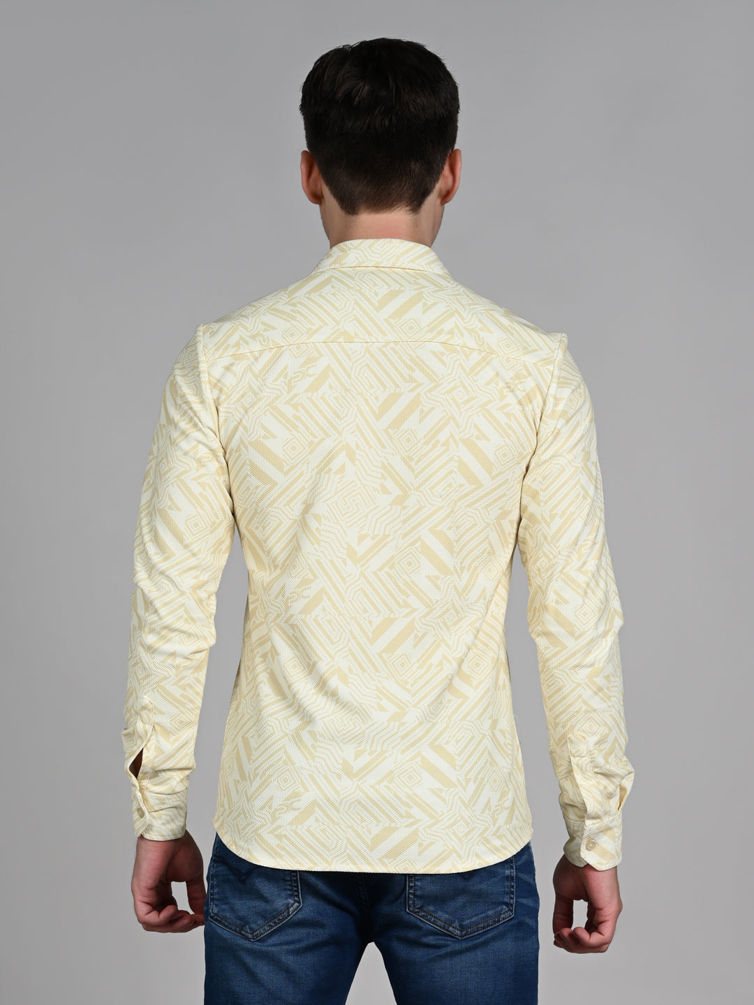 Killer Men Yellow Printed Slim Fit Shirts