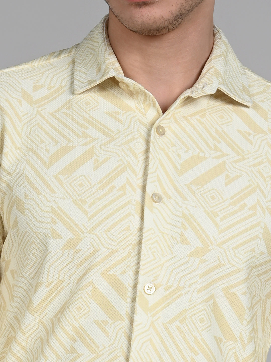 Killer Men Yellow Printed Slim Fit Shirts