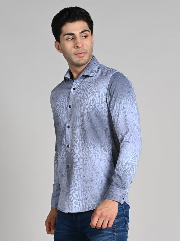 Killer Men Grey Printed Slim Fit Shirts
