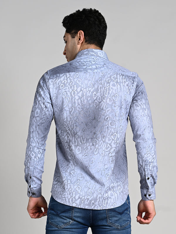 Killer Men Grey Printed Slim Fit Shirts
