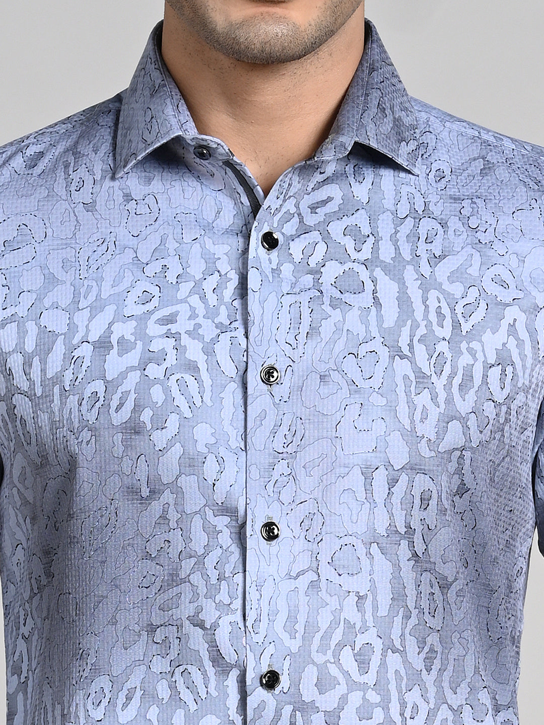 Killer Men Grey Printed Slim Fit Shirts