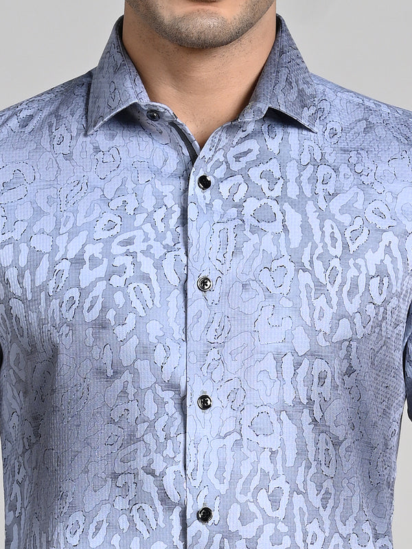 Killer Men Grey Printed Slim Fit Shirts