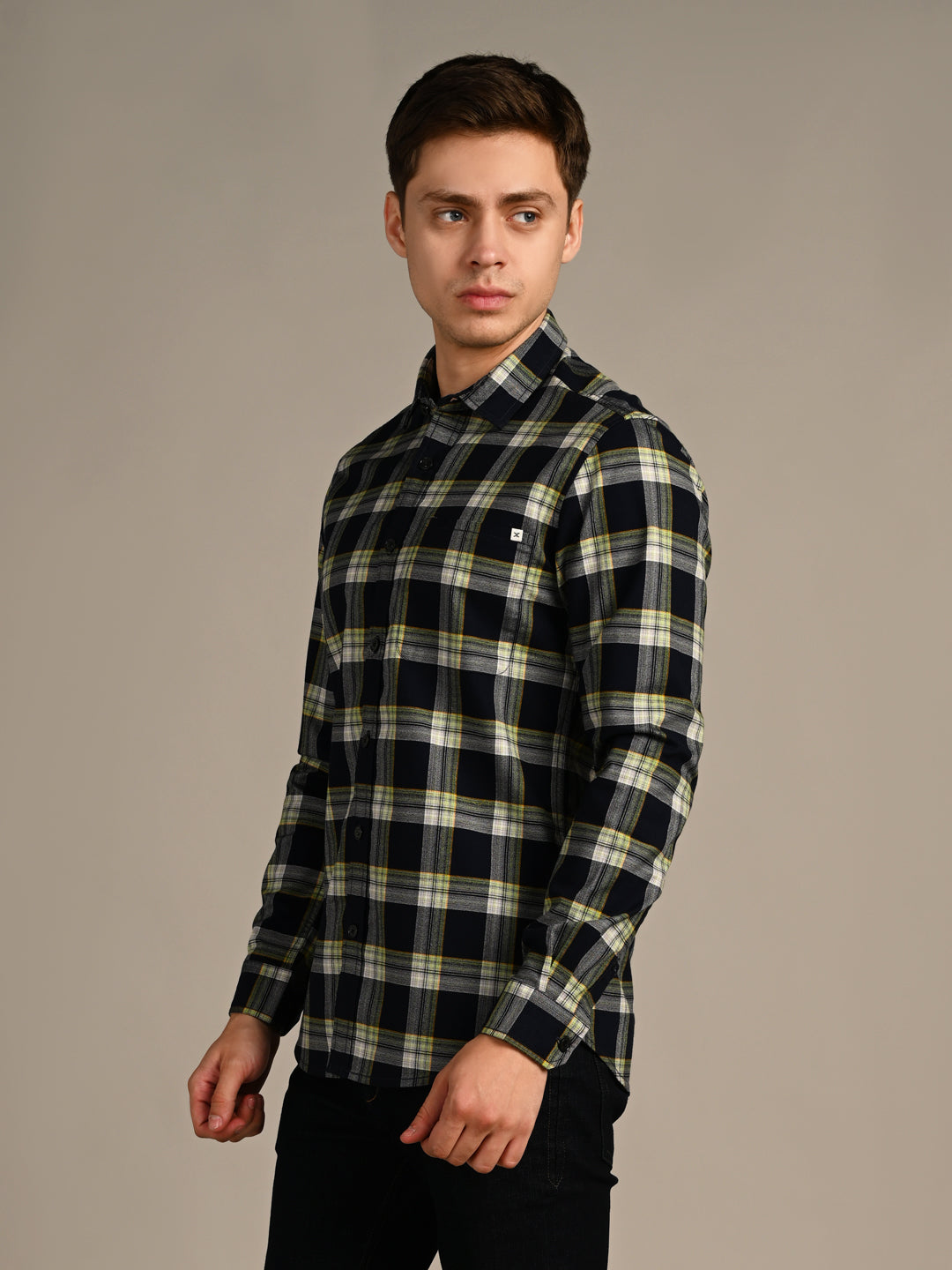 Killer Men Blue Checks Slim Fit Shirts