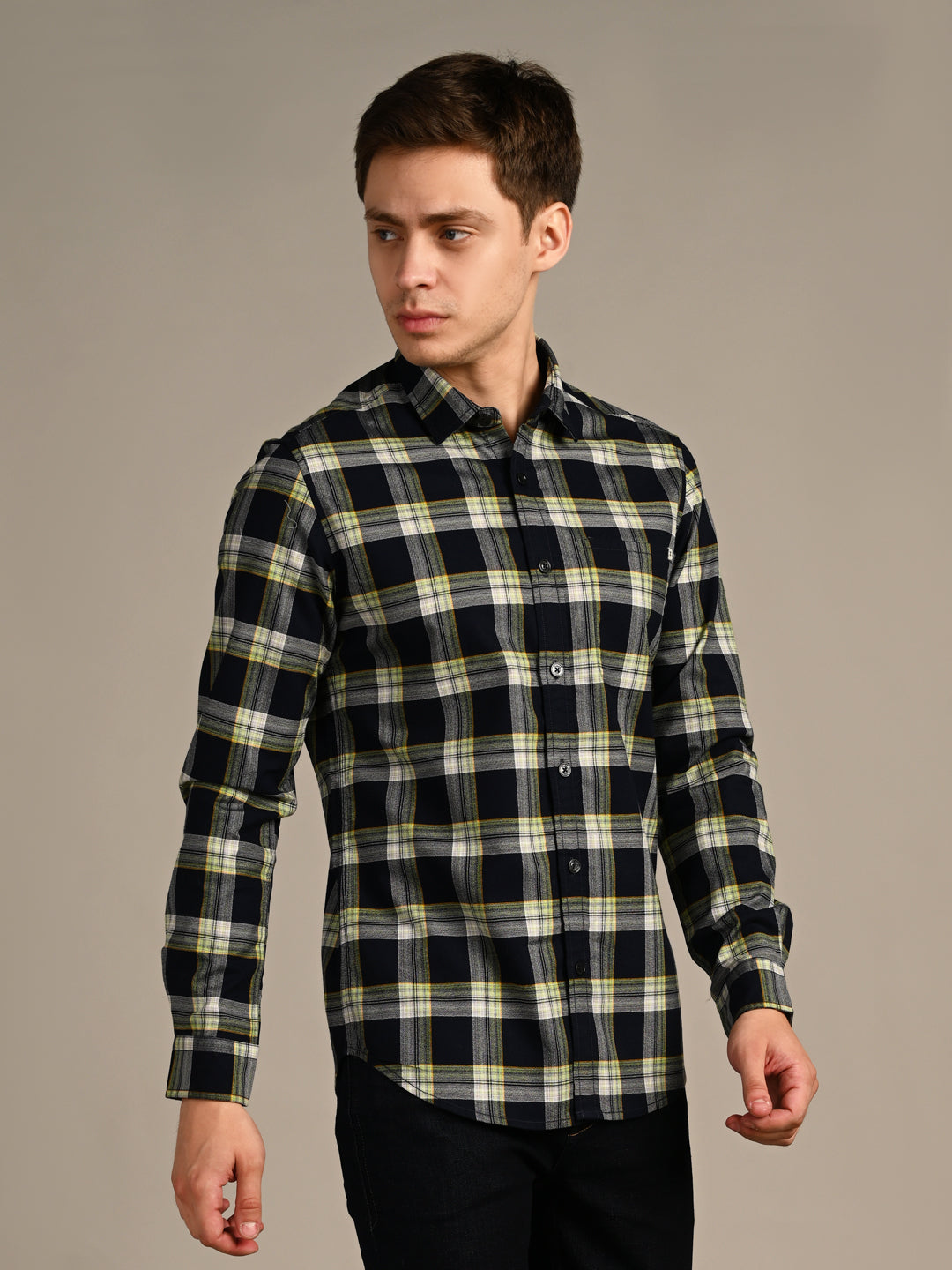 Killer Men Blue Checks Slim Fit Shirts