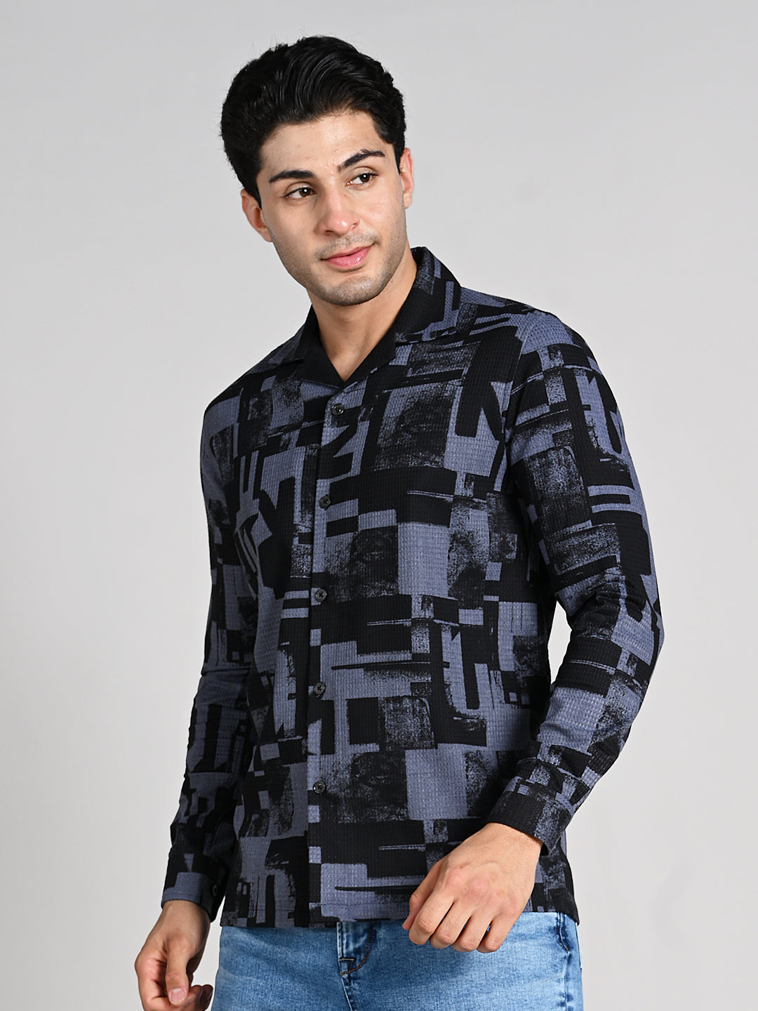 Killer Men Black Printed Straight Fit Shirts