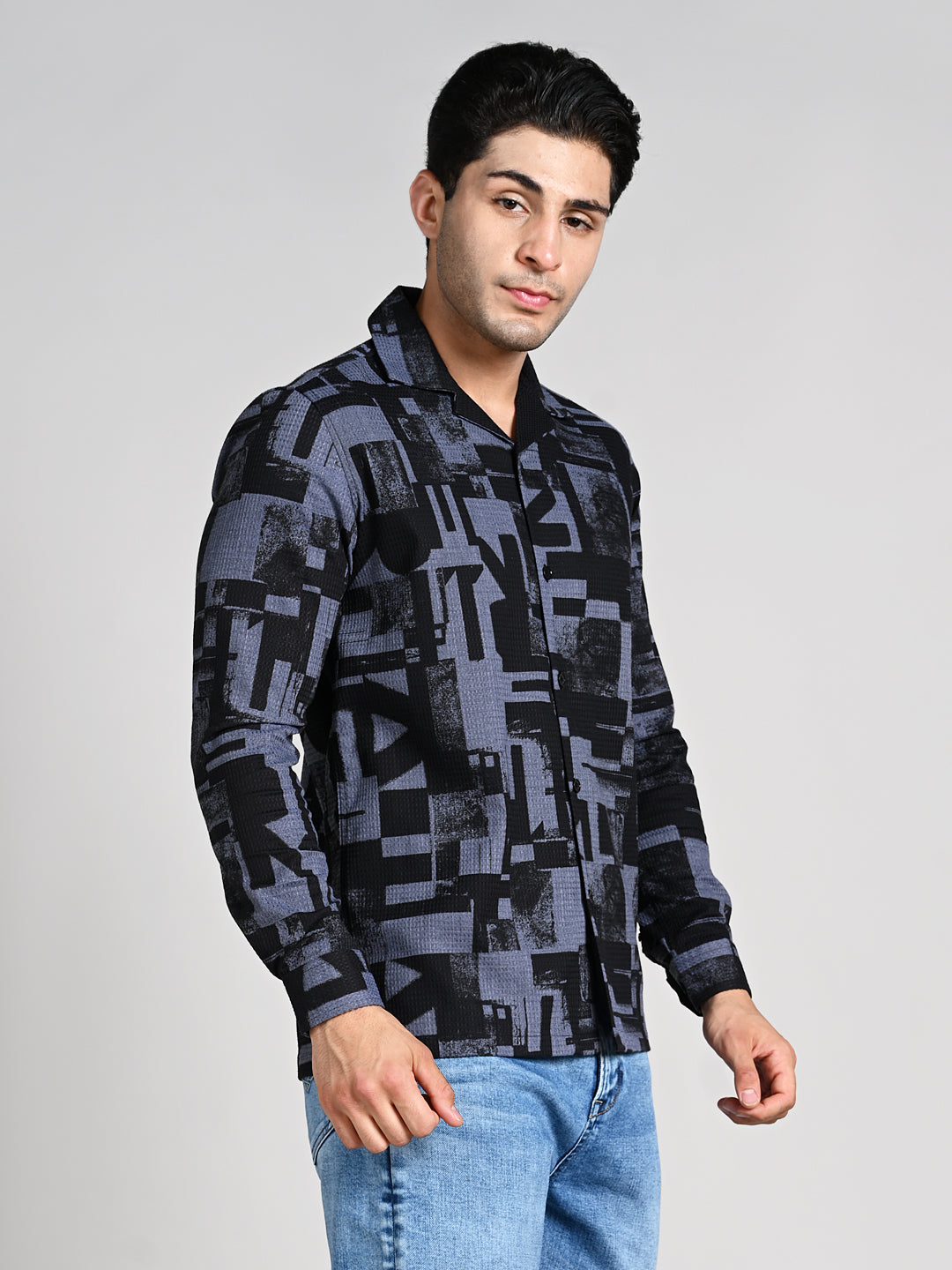 Killer Men Black Printed Straight Fit Shirts