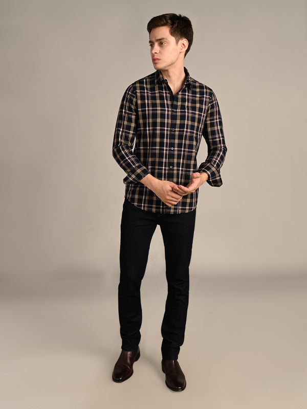 Killer Men Blue Checks Slim Fit Shirts