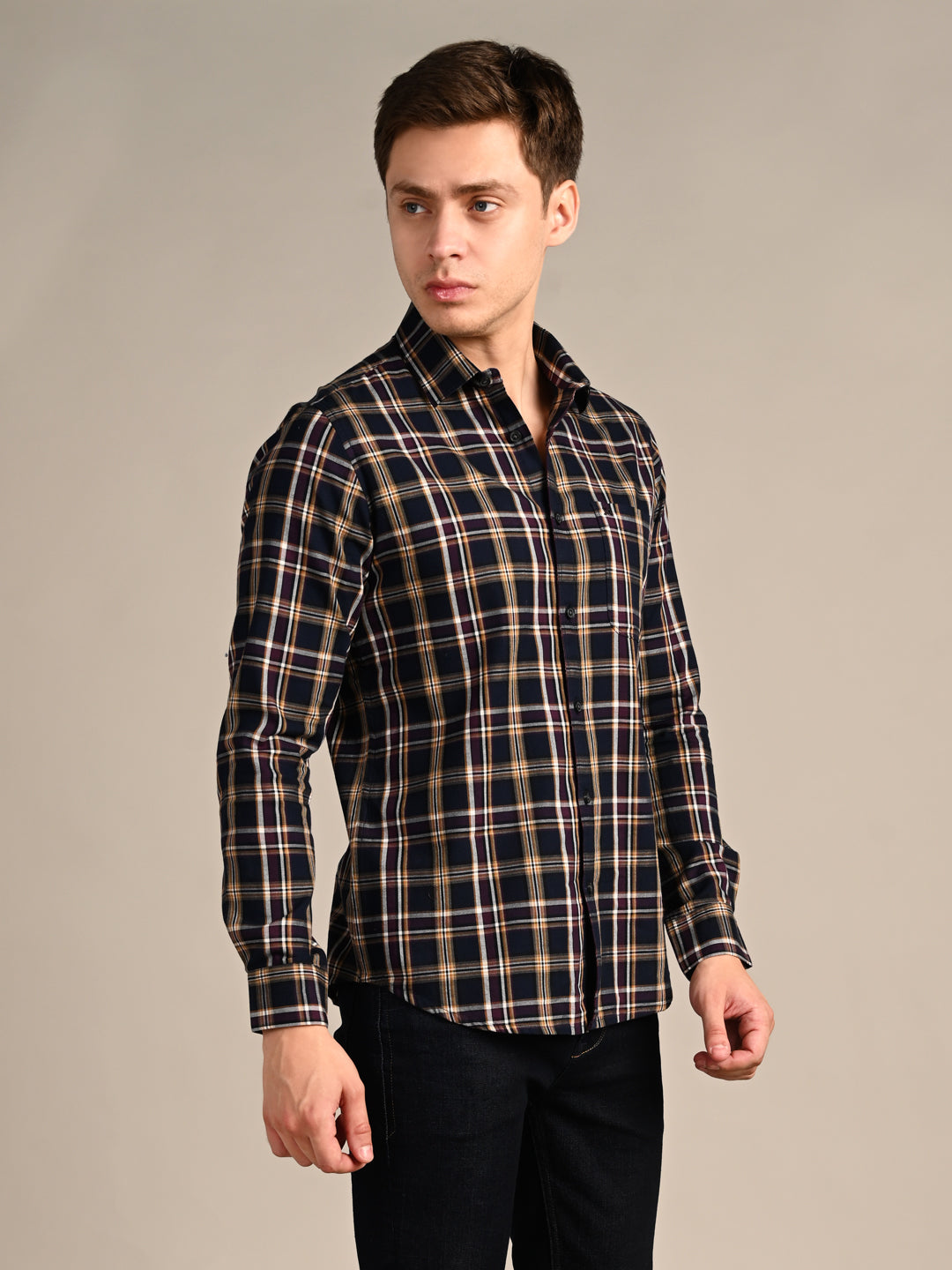 Killer Men Blue Checks Slim Fit Shirts