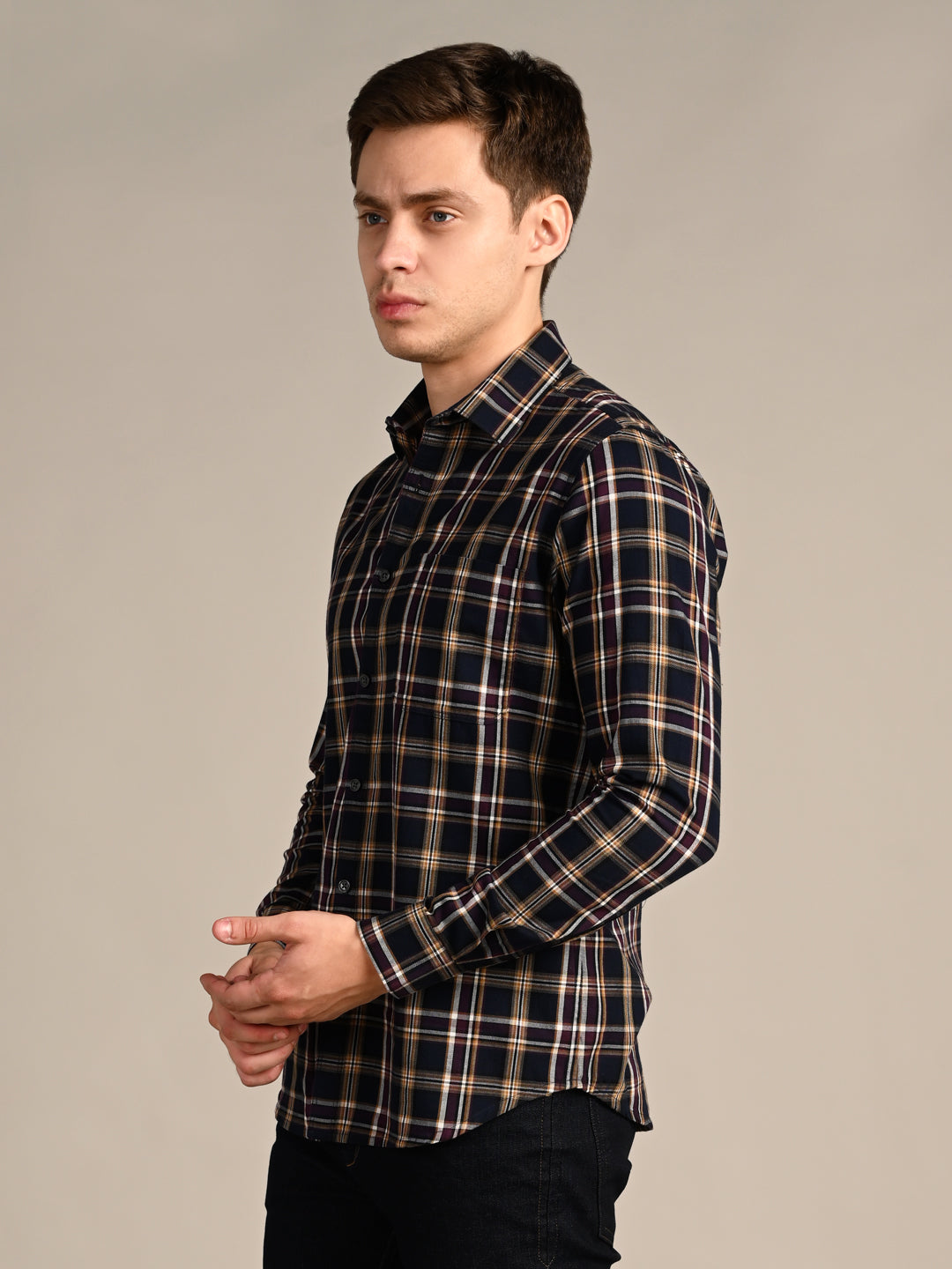 Killer Men Blue Checks Slim Fit Shirts