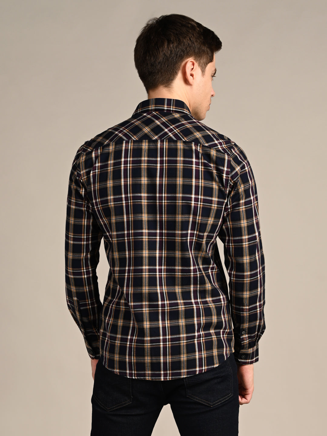 Killer Men Blue Checks Slim Fit Shirts