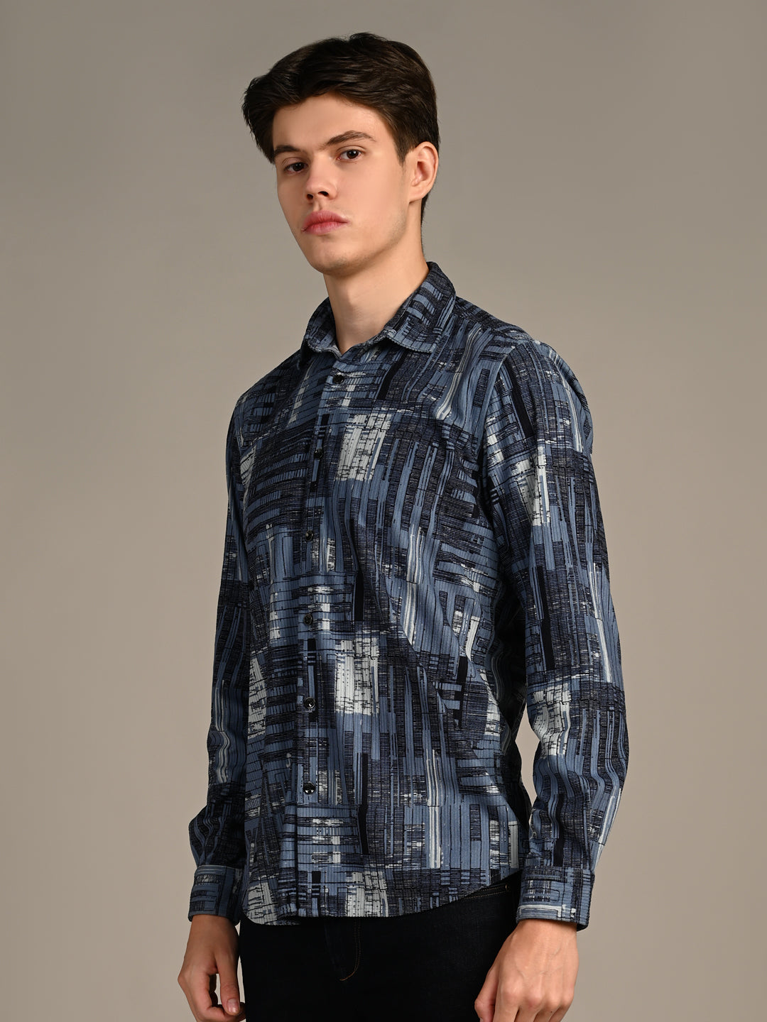 Killer Men Blue Printed Straight Fit Shirts