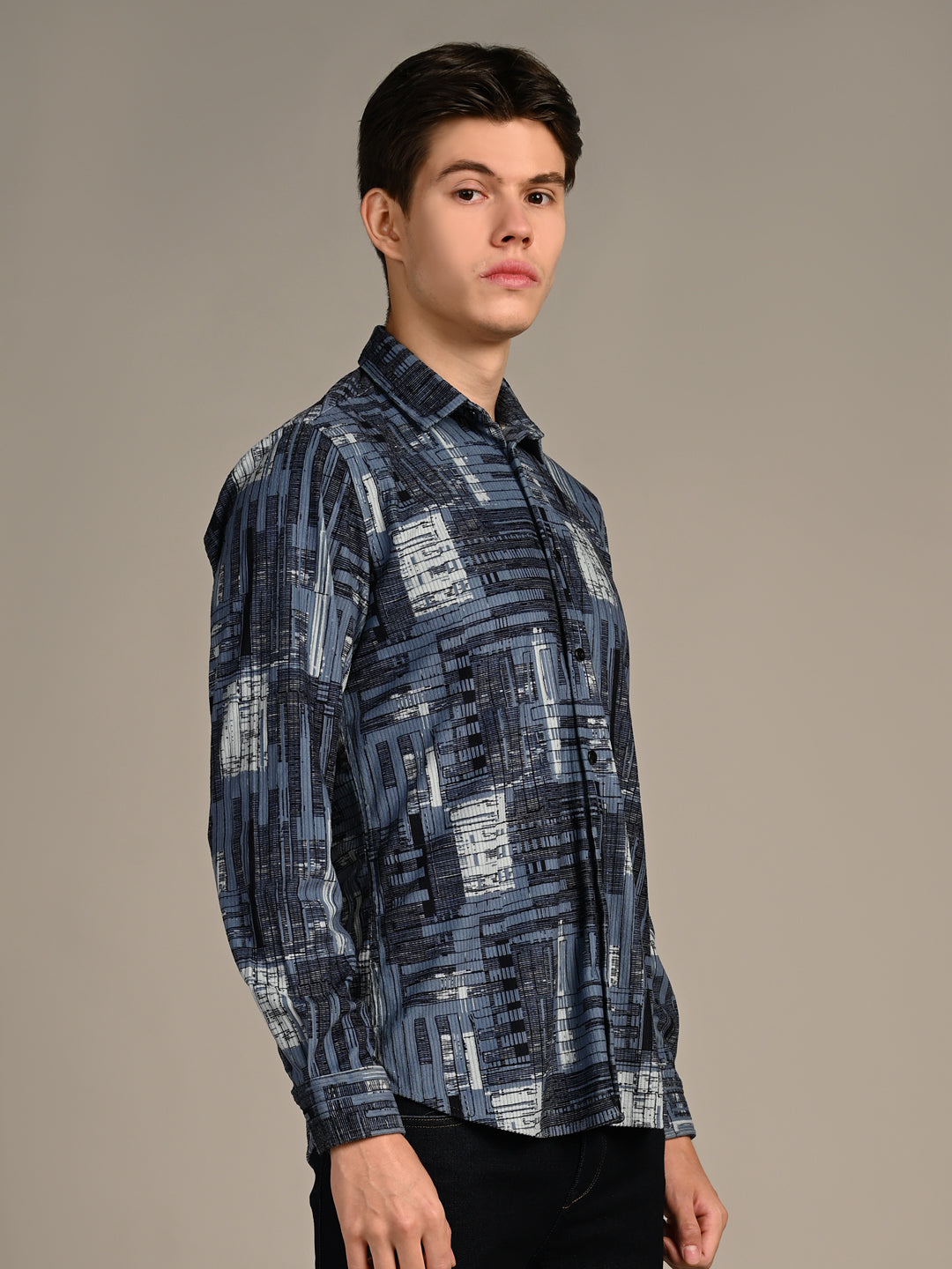 Killer Men Blue Printed Straight Fit Shirts