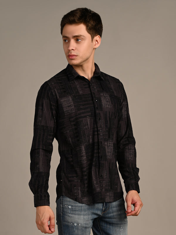 Killer Men Grey Printed Straight Fit Shirts
