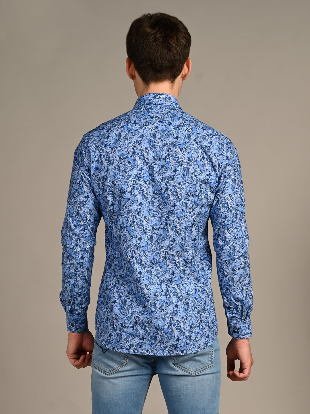 Killer Men Royal Blue Printed Slim Fit Shirts