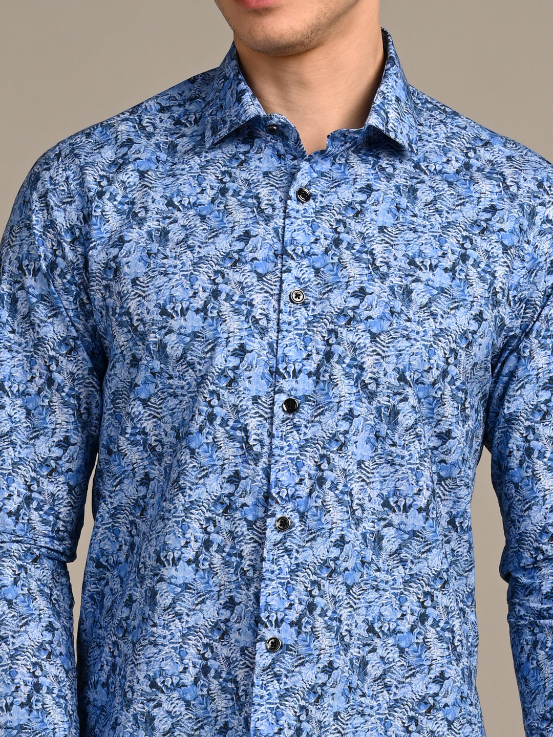Killer Men Royal Blue Printed Slim Fit Shirts