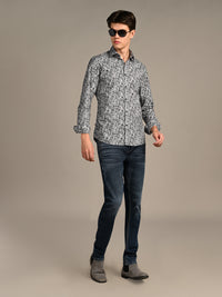 Killer Men Grey Printed Slim Fit Shirts