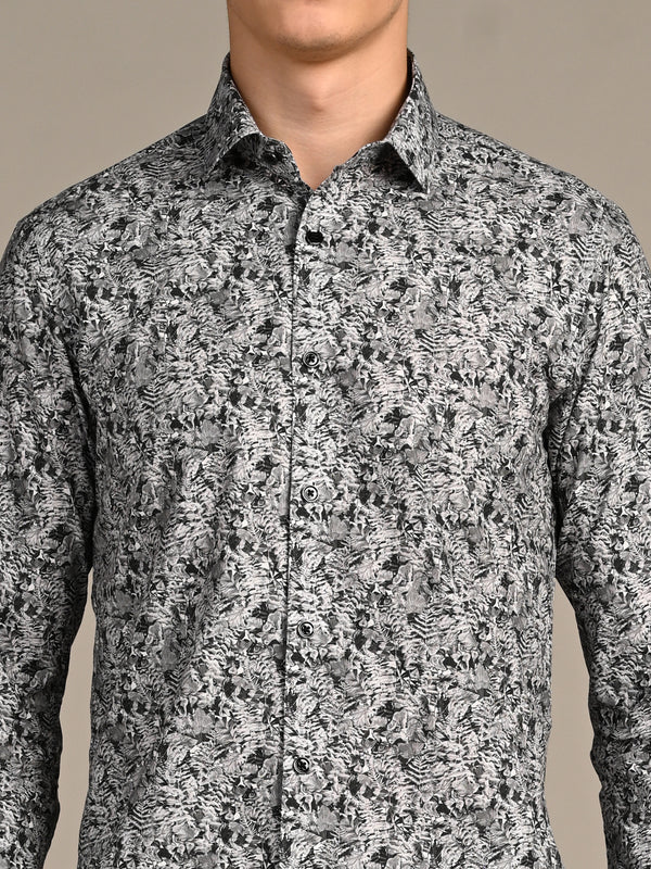 Killer Men Grey Printed Slim Fit Shirts