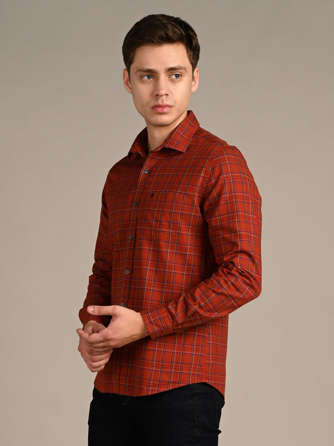 Killer Men Brick Checks Slim Fit Shirts