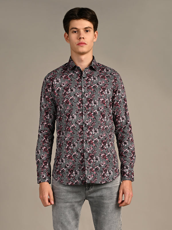 Killer Men Onion Pink Printed Slim Fit Shirts