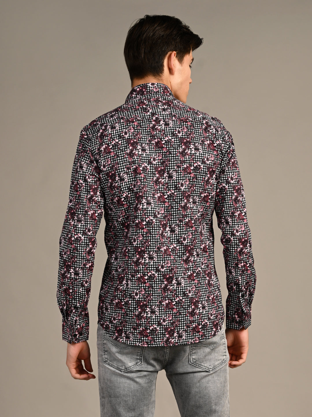 Killer Men Onion Pink Printed Slim Fit Shirts