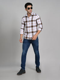 Killer Men Khaki Checks Slim Fit Shirts
