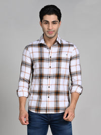 Killer Men Khaki Checks Slim Fit Shirts