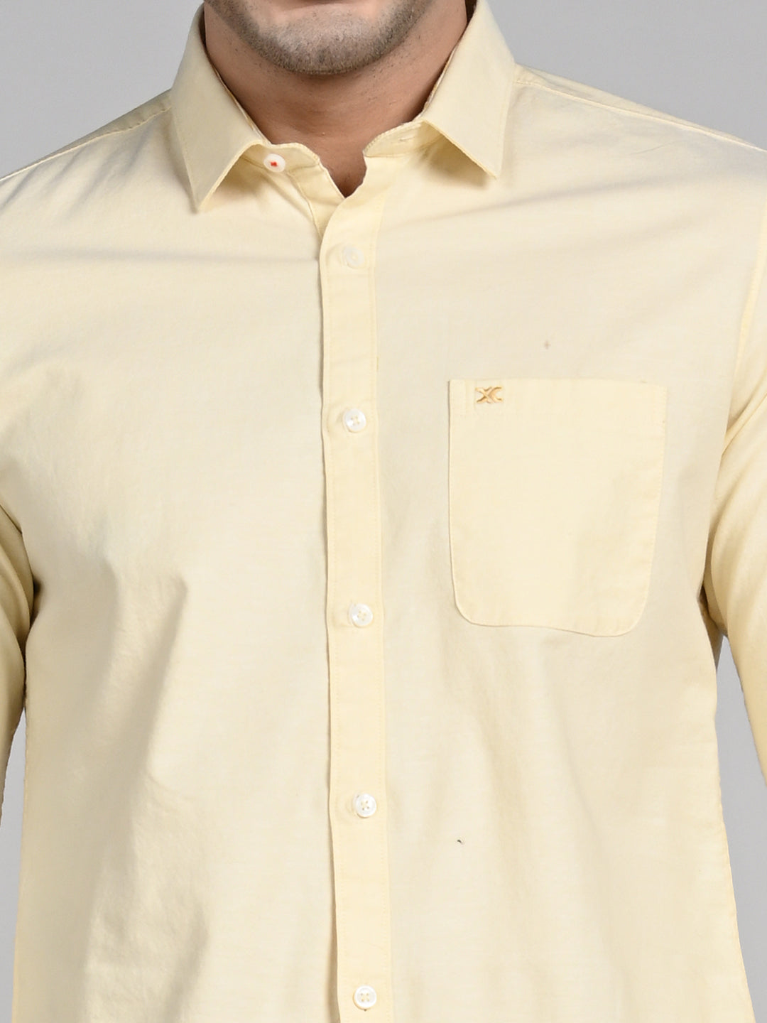 Killer Men Yellow Solid Slim Fit Shirts