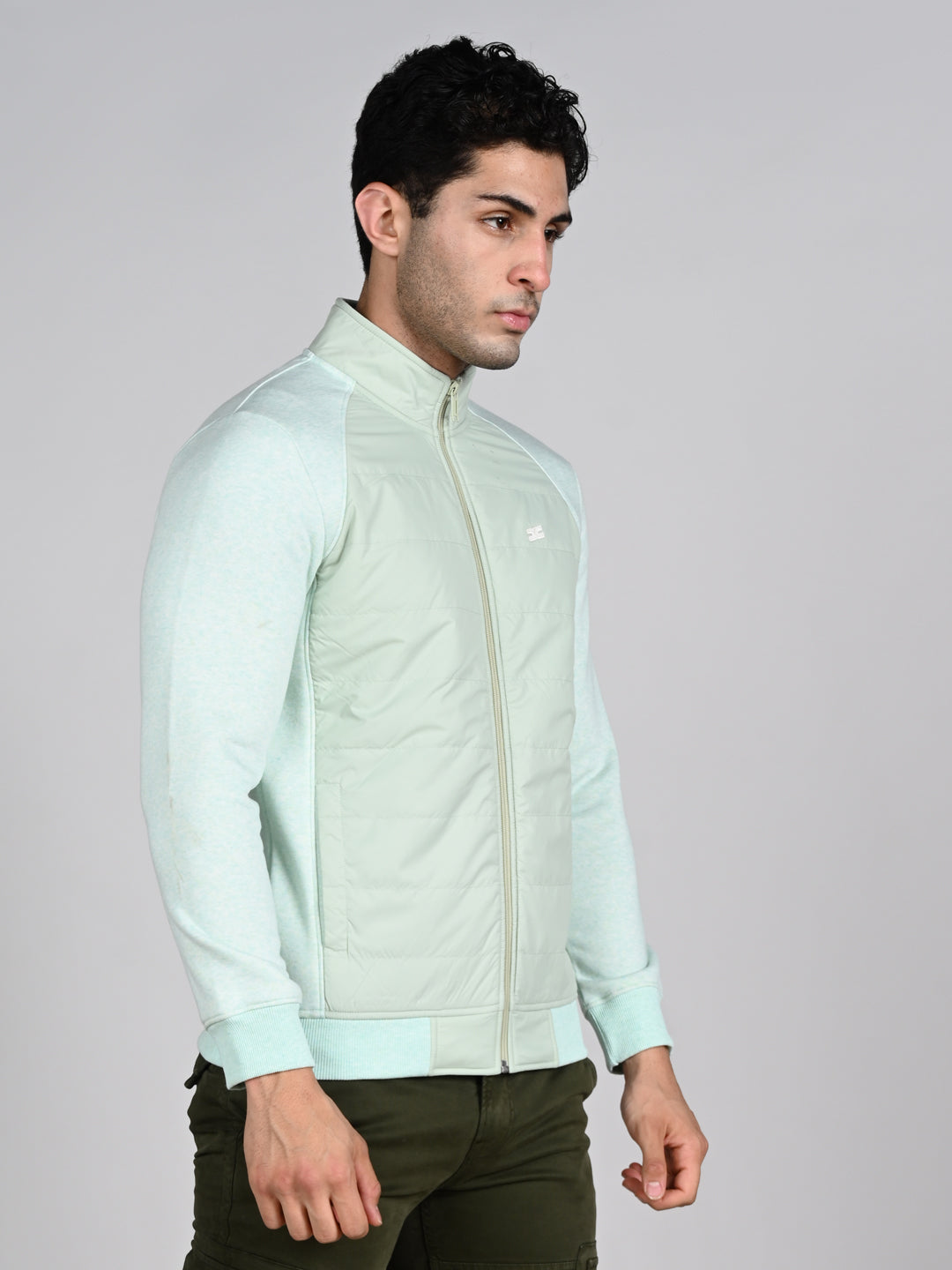 Killer Men High Neck Light Green Sweat Shirts