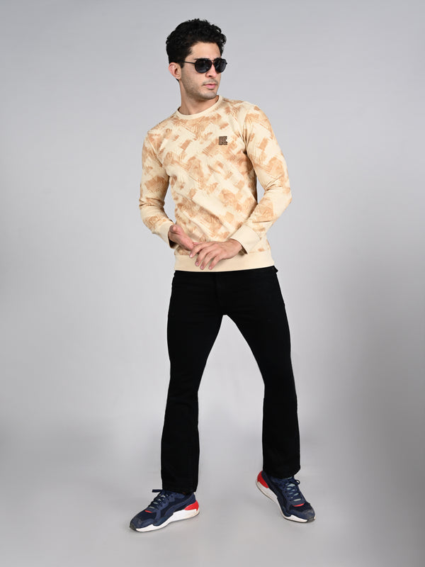 Killer Men Beige Printed Sweat Shirts