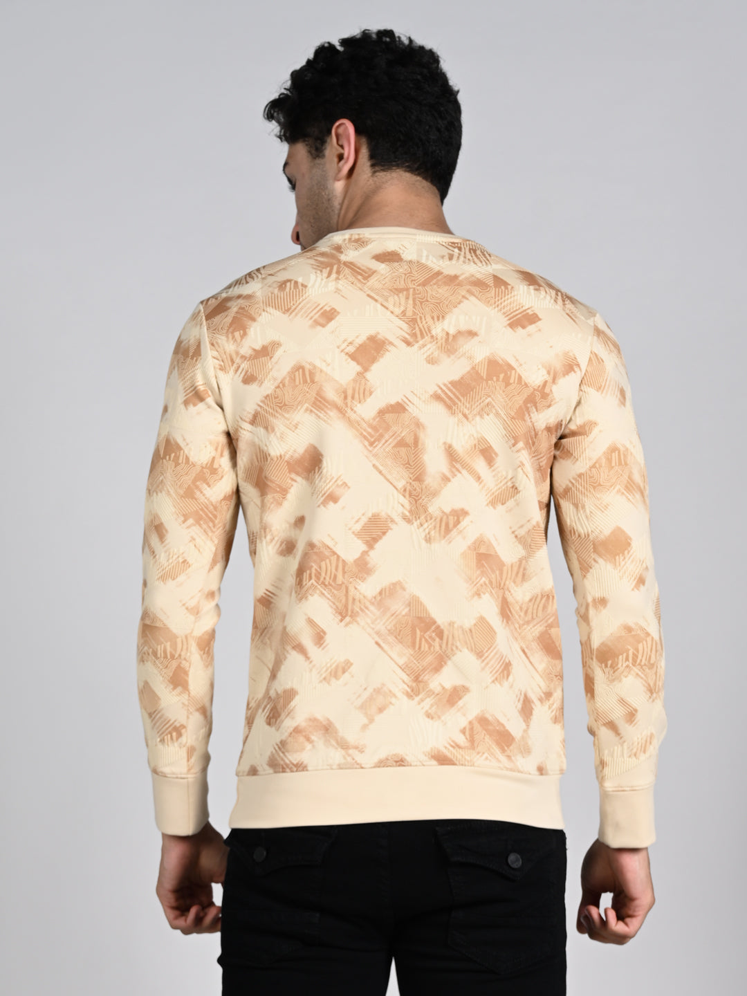 Killer Men Beige Printed Sweat Shirts