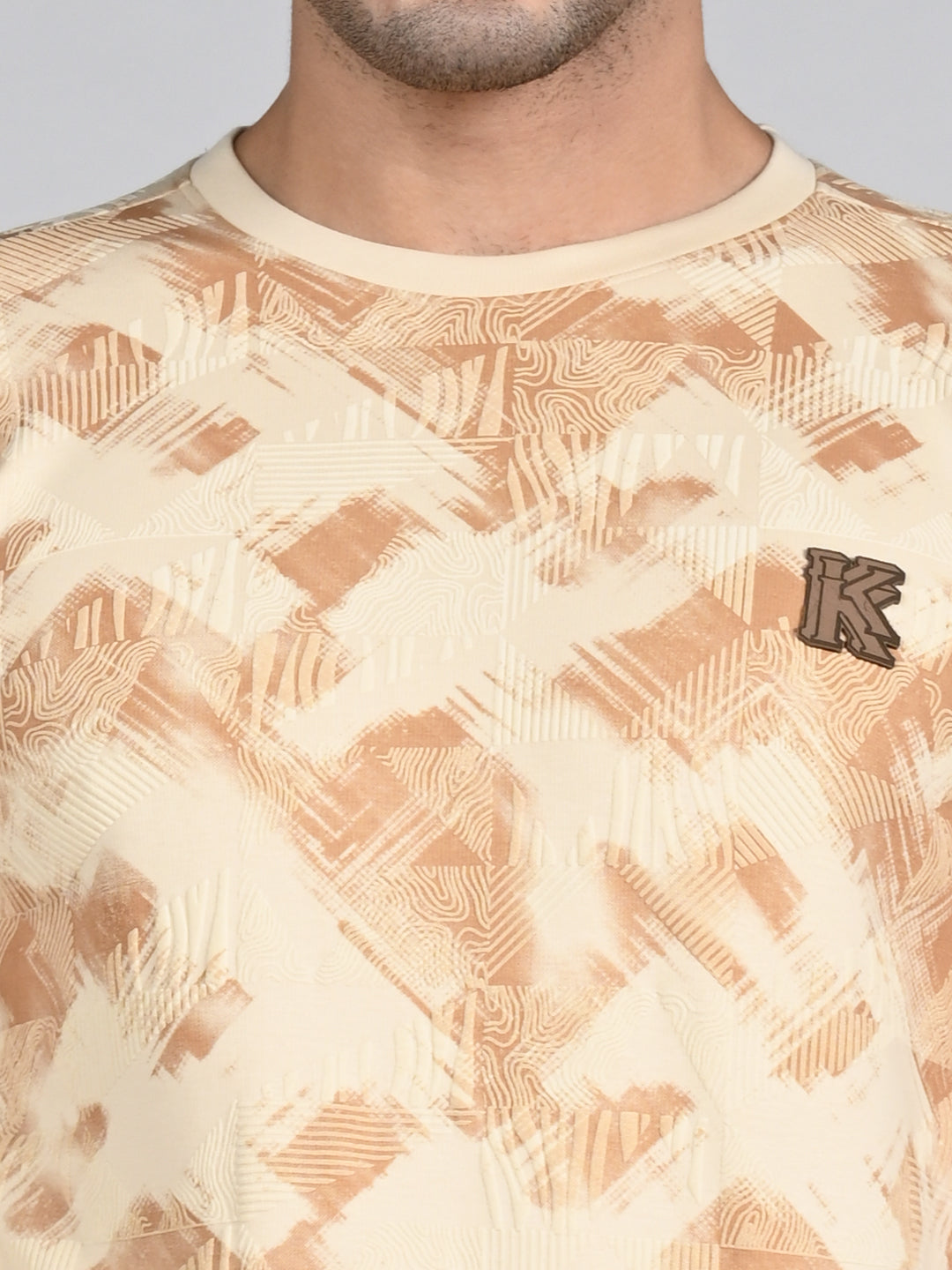 Killer Men Beige Printed Sweat Shirts