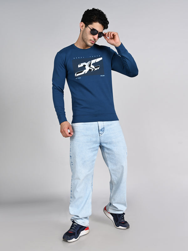 Killer Men Blue Printed Sweat Shirts