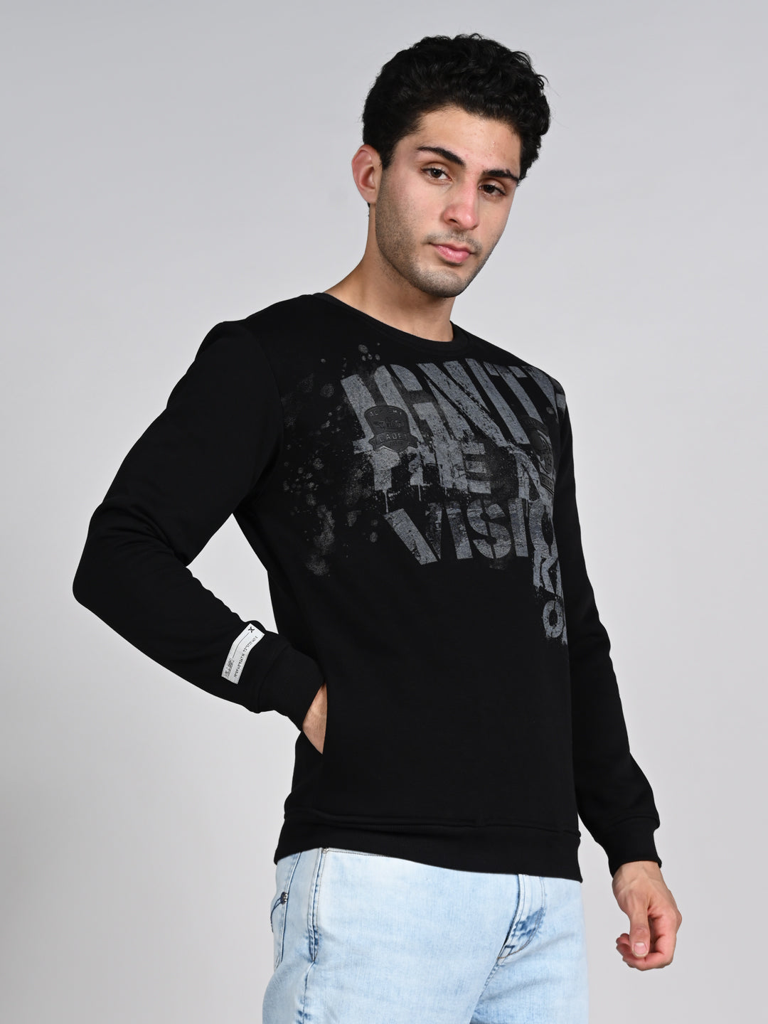 Killer Men Balck Printed Sweat Shirts